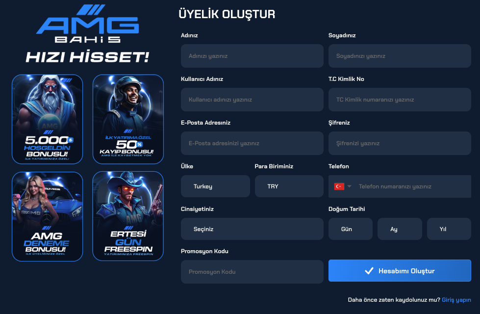 Amgbahis Üyelik İşlemleri